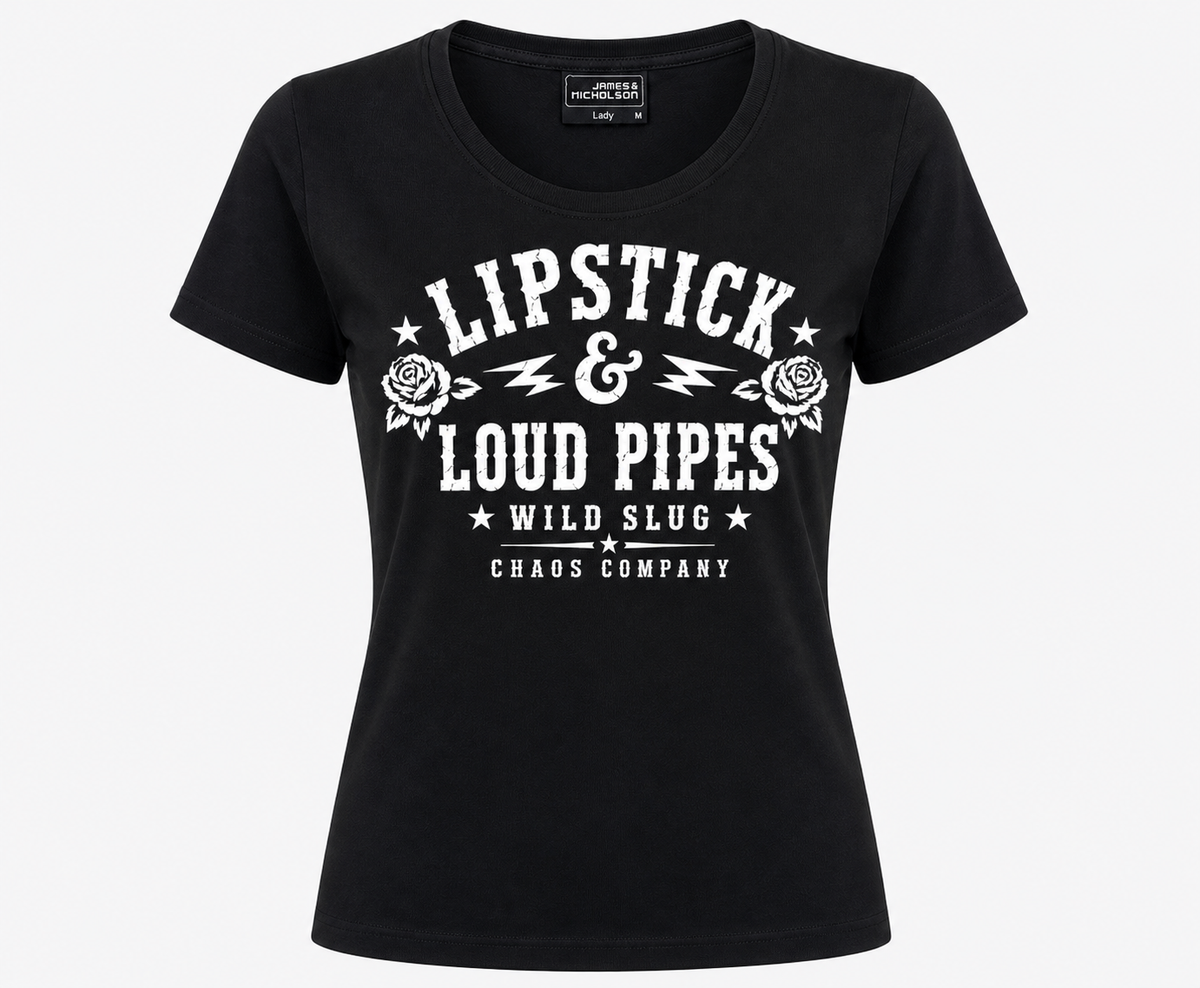 T Shirt Lipstick Black or White - Women Tee